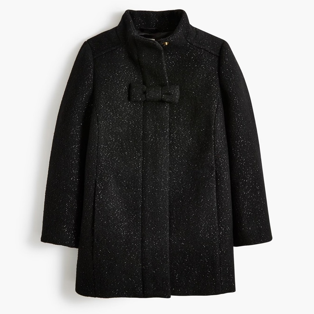 J. Crew Girls' sparkle wool-blend bow coat (4-5) Like New